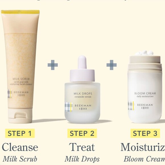 (2) Beekman 1802 Milk Scrub Oat & Goat Milk Exfoliating Facial Cleanser - 3 fl - Picture 4 of 8